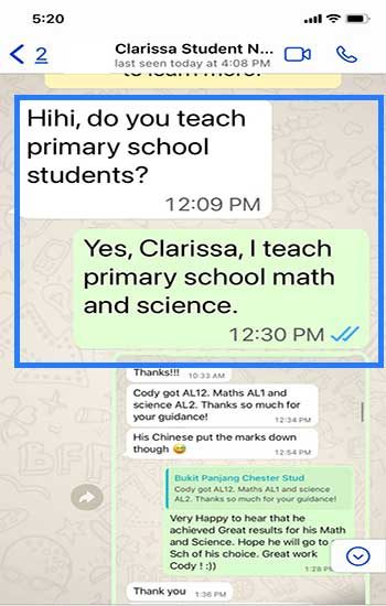 Screenshot of a referral message about Clarissa