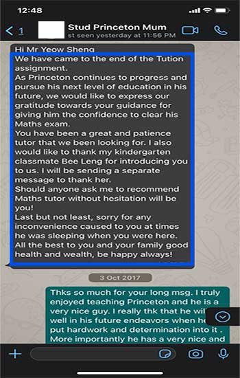 Screenshot of a message from Princeton's parent
