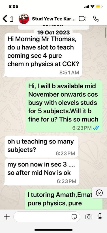 Screenshot of a referral message from Remus's mother